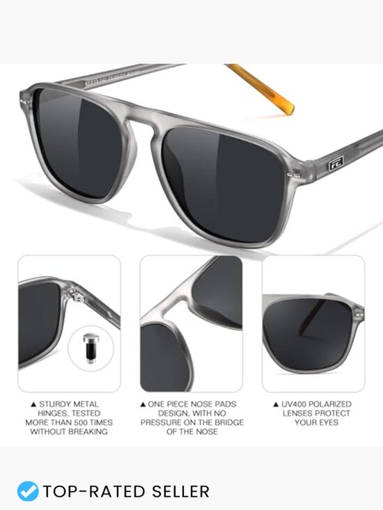 Retro Polarized Aviator Sunglasses Square Frame Vintage Modern Unisex Style main image 4